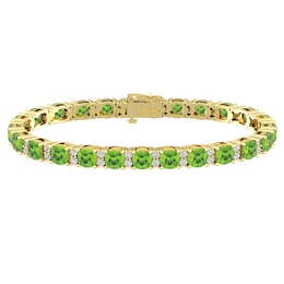 Peridot and White Topaz Fashion Bracelet 10K Yellow Gold