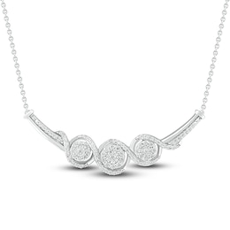 Three-Stone Diamond Necklace 1/2 ct tw Round-Cut Sterling Silver 18&quot;