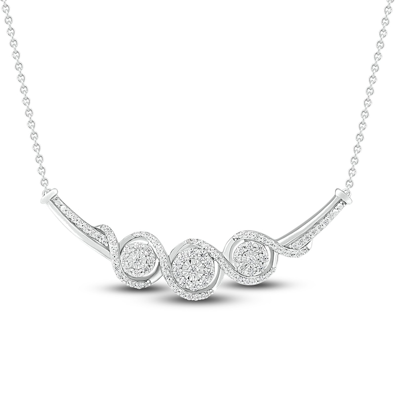 Three-Stone Diamond Necklace 1/2 ct tw Round-Cut Sterling Silver 18"