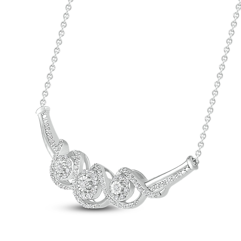 Three-Stone Diamond Necklace 1/2 ct tw Round-Cut Sterling Silver 18"