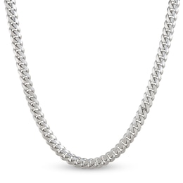 Solid Cuban Chain Necklace Sterling Silver 24&quot;