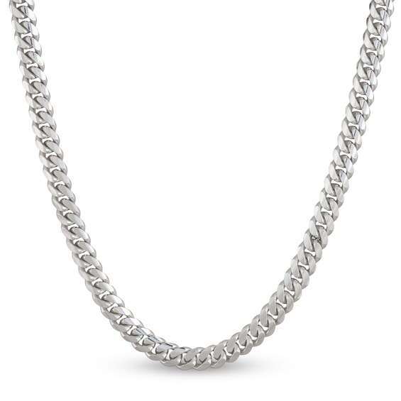 Solid Cuban Chain Necklace Sterling Silver 24"
