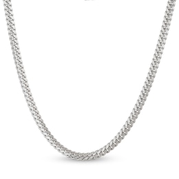 Solid Cuban Chain Necklace Sterling Silver 22&quot;