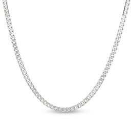 Solid Flat Curb Chain Necklace Sterling Silver 22&quot;