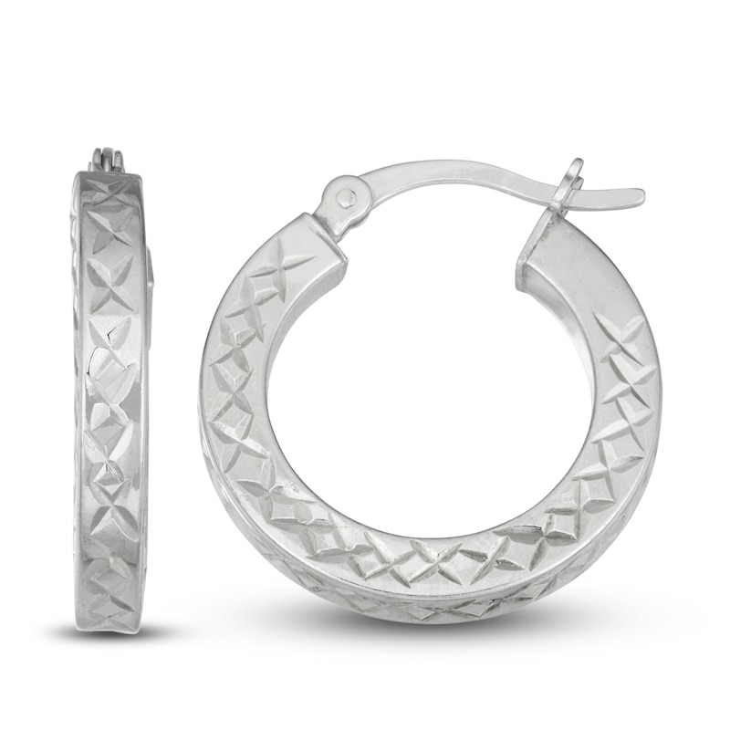 Main Image 1 of Diamond Cut Hoop Earrings Sterling Silver 20mm