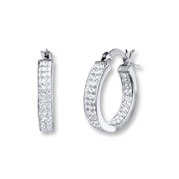 Crystal Hoop Earrings Sterling Silver