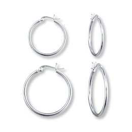 Hoop Earring Set Sterling Silver