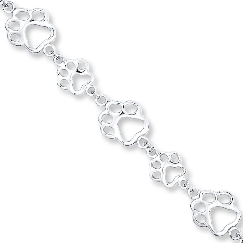 Paw Print Bracelet Sterling Silver 7.5"