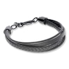 Thumbnail Image 1 of Men's Bracelet Black Leather & Stainless Steel 8.5&quot;