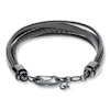 Thumbnail Image 2 of Men's Bracelet Black Leather & Stainless Steel 8.5&quot;