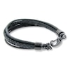 Thumbnail Image 3 of Men's Bracelet Black Leather & Stainless Steel 8.5&quot;