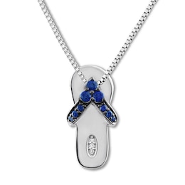 Flip Flop Necklace Lab-Created Sapphires Sterling Silver