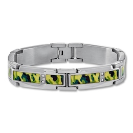 Men's Diamond Camouflage Bracelet 1/10 ct tw Stainless Steel