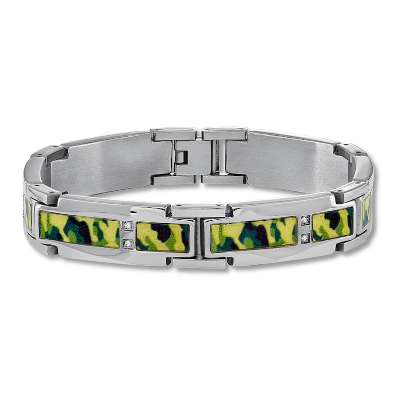 Main Image 1 of Men's Diamond Camouflage Bracelet 1/10 ct tw Stainless Steel