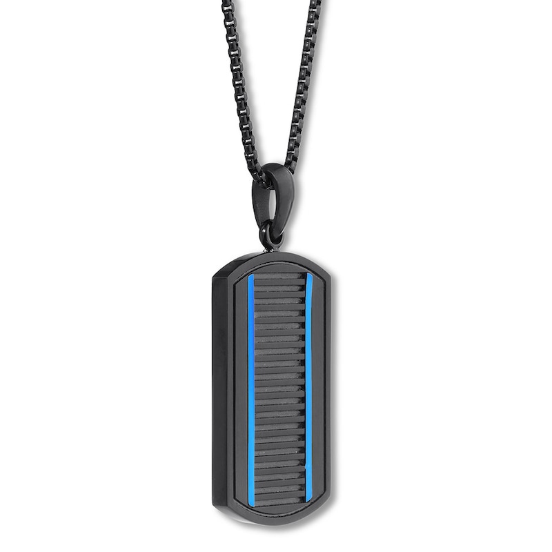 Main Image 2 of Striped Dog Tag Necklace Stainless Steel