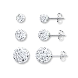 Crystal Earrings Set Sterling Silver