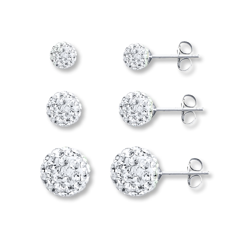 Main Image 1 of Crystal Earrings Set Sterling Silver