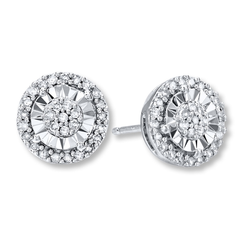 Diamond Earrings 1 4 Ct Tw Round Cut Sterling Silver Womens