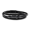 Thumbnail Image 0 of Men's Black Leather Bracelet Black Ion-Plated Stainless Steel 8.25"