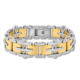 Men's Link Bracelet Stainless Steel/Yellow Ion-Plating 8.5&quot;