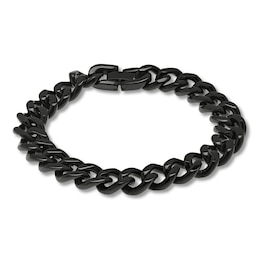 Solid Curb Chain Bracelet Black Ion-Plated Stainless Steel 8&quot;