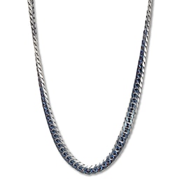 Solid Chain Necklace Stainless Steel & Blue Ion-Plating Appx. 8mm 18&quot;