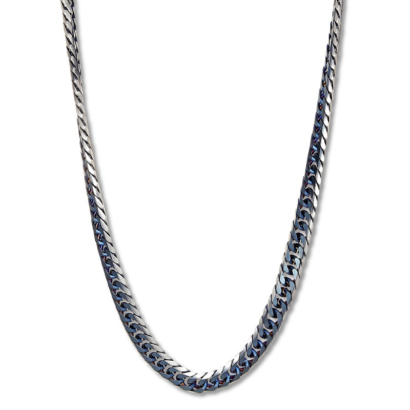 Main Image 1 of Solid Chain Necklace Stainless Steel & Blue Ion-Plating 22&quot;