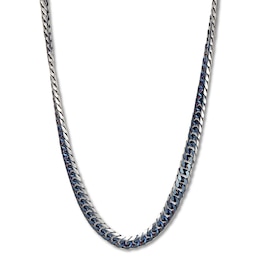 Solid Chain Necklace Stainless Steel & Blue Ion-Plating 30&quot;