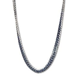 Solid Chain Necklace Stainless Steel & Blue Ion-Plating 24&quot;