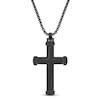 Thumbnail Image 1 of Men's Cross Necklace Black Ion Plating Stainless Steel/Carbon Fiber 24&quot;