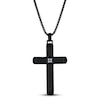 Thumbnail Image 1 of Men's Diamond Cross Necklace 1/20 ct tw Black Ion Plating Stainless Steel 24&quot;