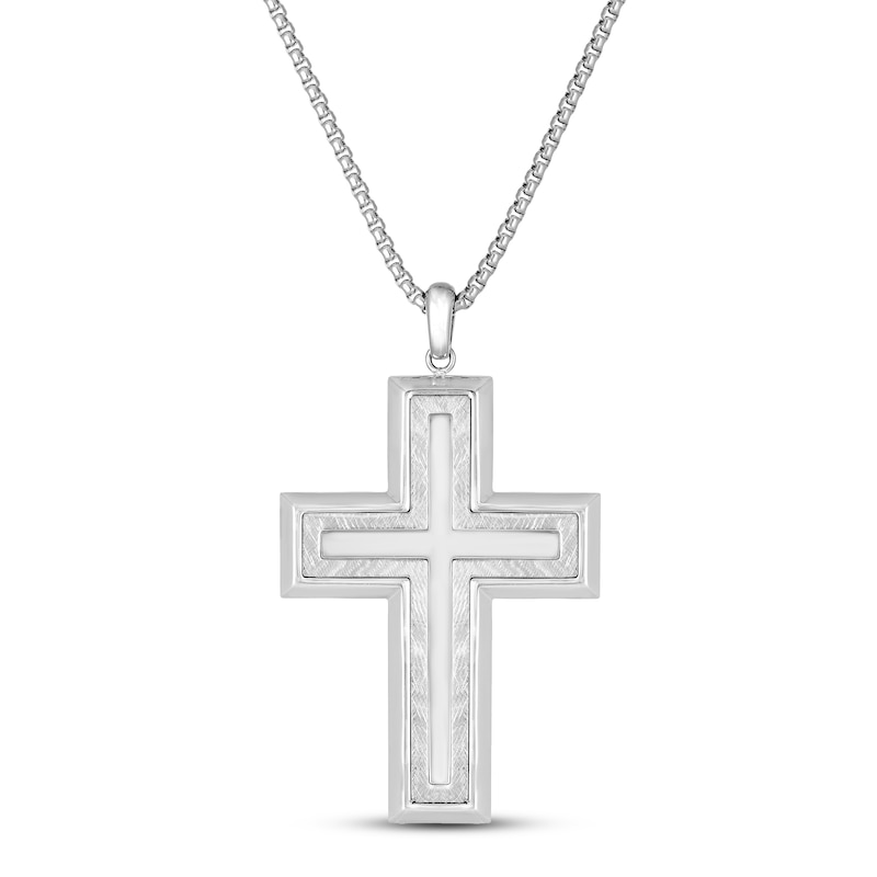 Main Image 1 of Men's Cross Necklace Stainless Steel 24&quot;