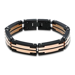 Men's Bracelet Black/Rose Ion Plating Stainless Steel 8.5&quot;