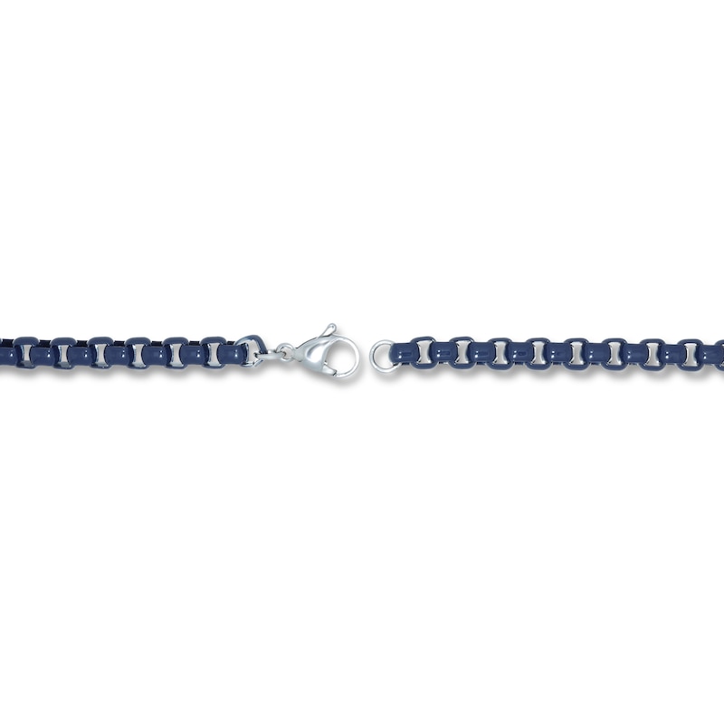 Main Image 2 of Solid Box Chain Bracelet Blue Acrylic Stainless Steel 9&quot;