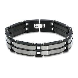 Men's Bracelet Black Ion Plating Stainless Steel 8.25&quot;