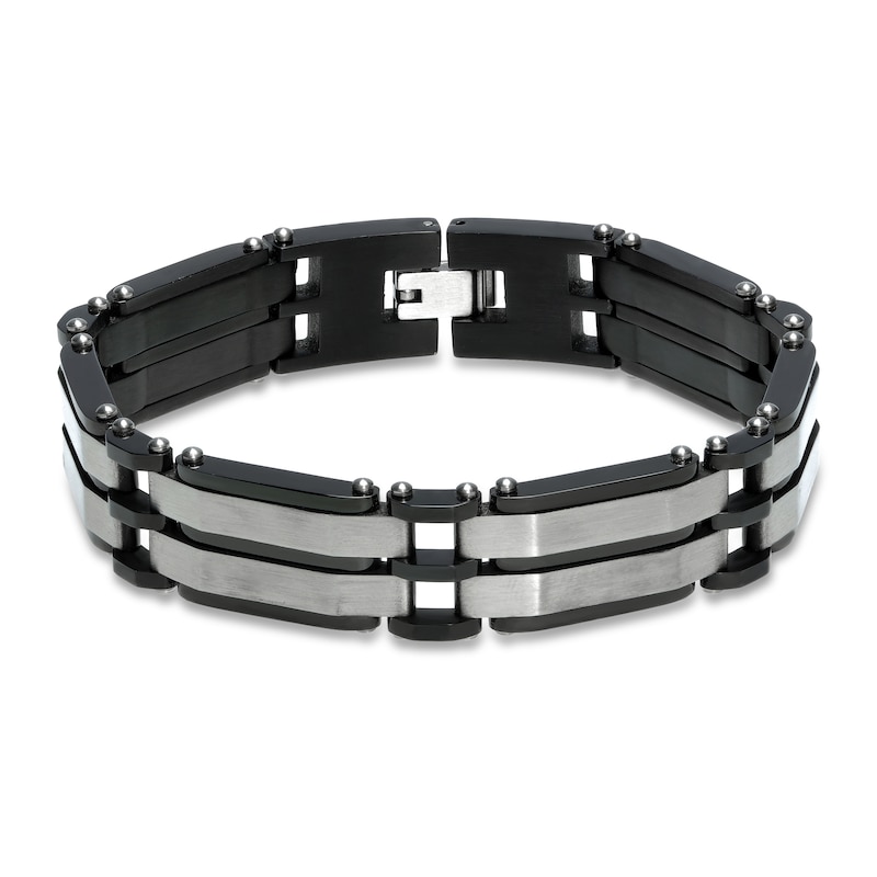 Main Image 1 of Men's Bracelet Black Ion Plating Stainless Steel 8.25&quot;