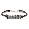 Thumbnail Image 1 of Men's Brown Leather Bracelet Stainless Steel 8.25&quot;