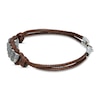 Thumbnail Image 2 of Men's Brown Leather Bracelet Stainless Steel 8.25&quot;