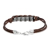 Thumbnail Image 3 of Men's Brown Leather Bracelet Stainless Steel 8.25&quot;