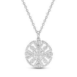 Diamond Necklace 5/8 ct tw Round-cut Sterling Silver 18&quot;