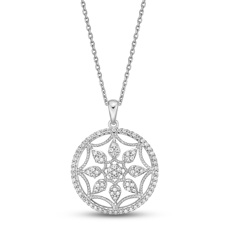 Main Image 1 of Diamond Openwork Necklace 1/3 ct tw Round-cut Sterling Silver 18&quot;