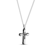 Thumbnail Image 2 of Men's Black Diamond Cross Necklace 1/6 ct tw Black Ion-Plating & Stainless Steel 24&quot;