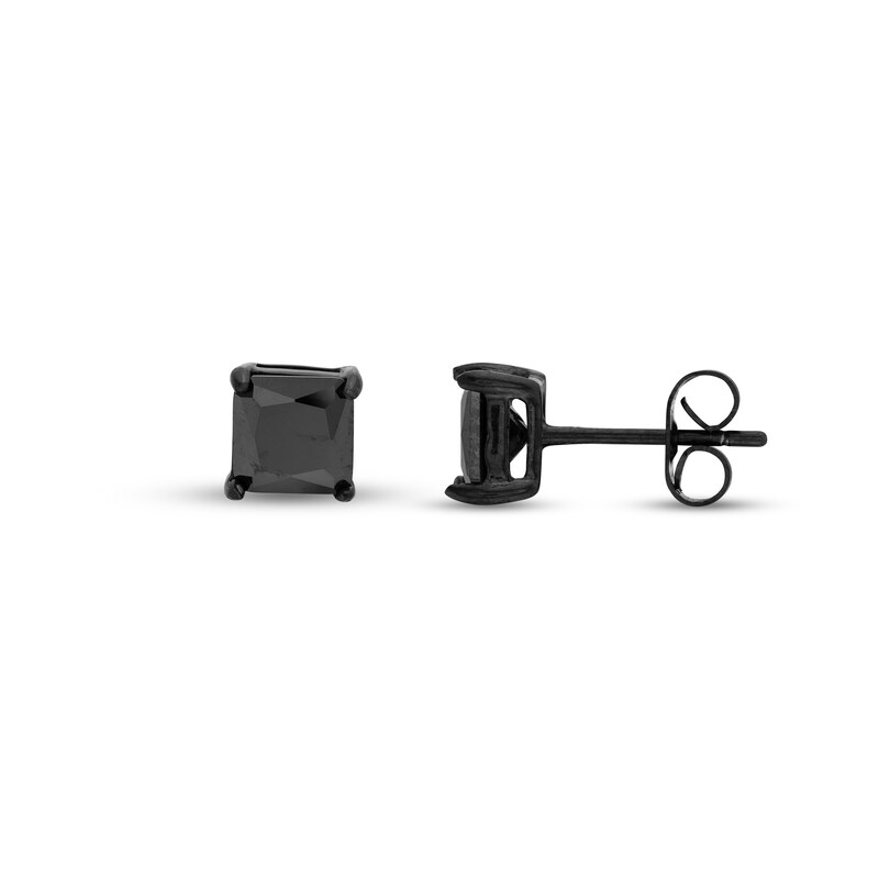 Men's Spinel Stud Earrings Black Ion-Plated Stainless Steel