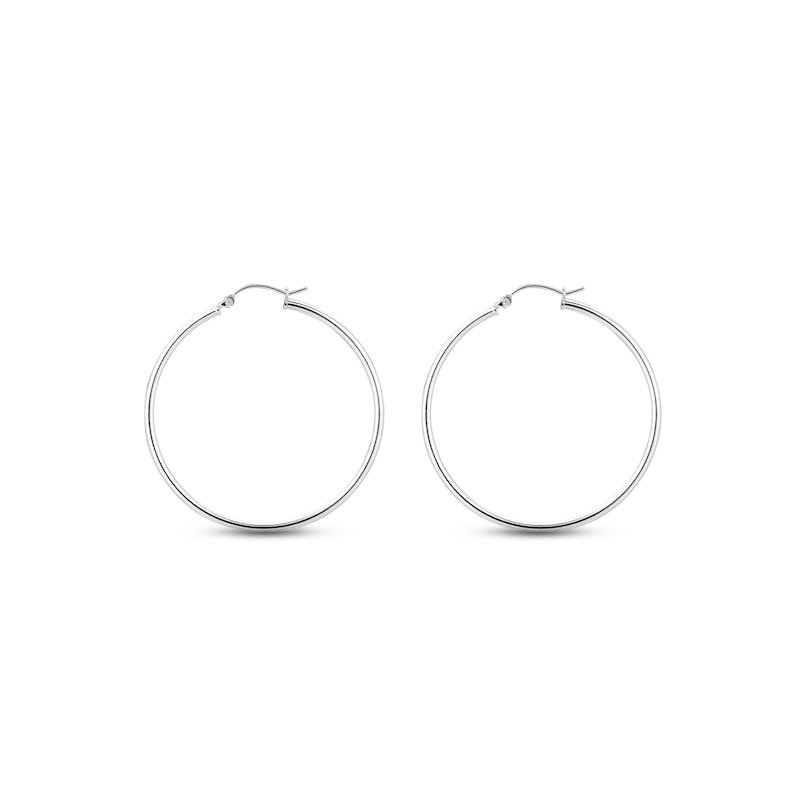 Main Image 1 of Tube Hoop Earrings Sterling Silver 40mm