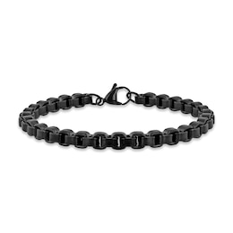Box Chain Bracelet Black Ion-Plated Stainless Steel 8.5&quot;