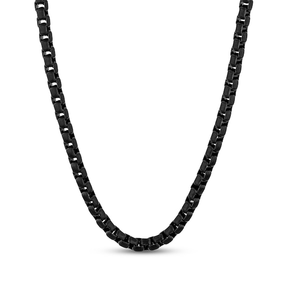 Solid Box Chain Necklace Black Ion-Plated Stainless Steel 22"