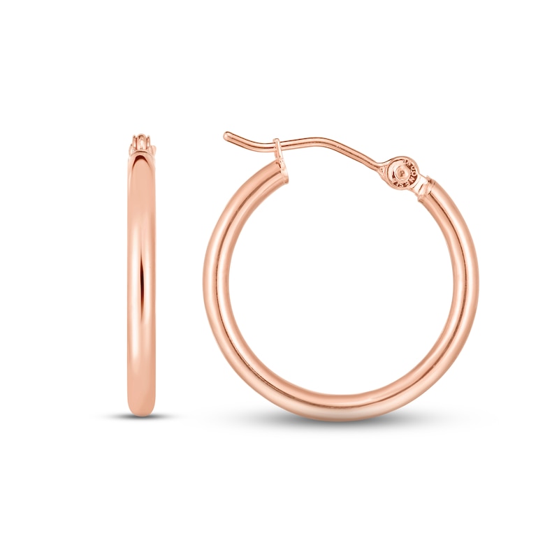 Main Image 1 of Polished Tube Hoop Earrings 14K Rose Gold 20mm