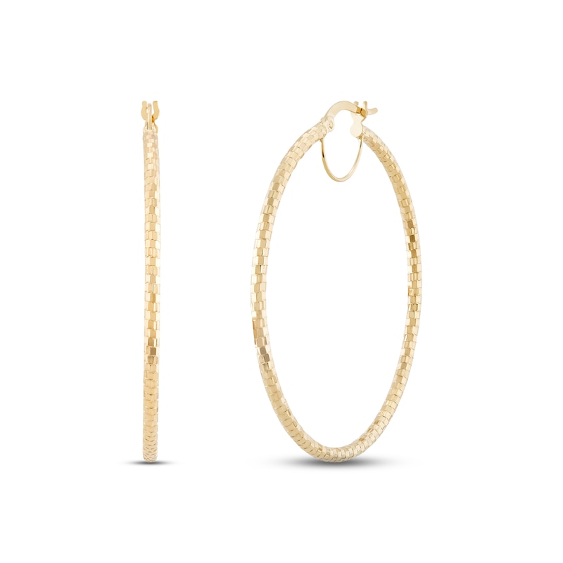 Main Image 1 of Diamond-cut Hoop Earrings 10K Yellow Gold 40mm