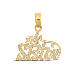 &quot;#1 Sister&quot; Charm 14K Yellow Gold