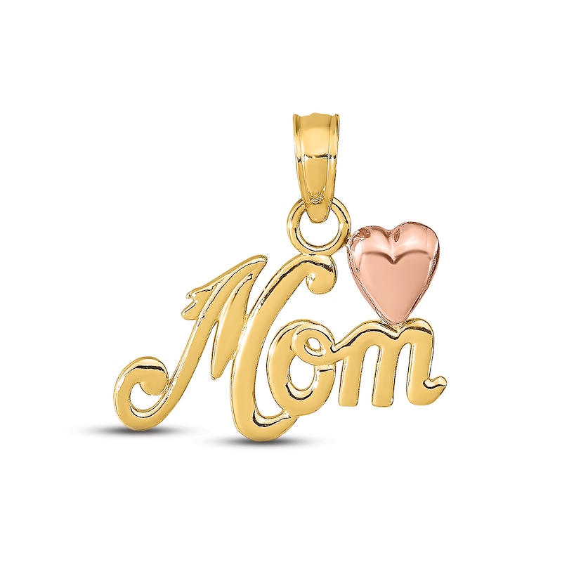 Main Image 1 of &quot;Mom&quot; Heart Charm 10K Two-Tone Gold